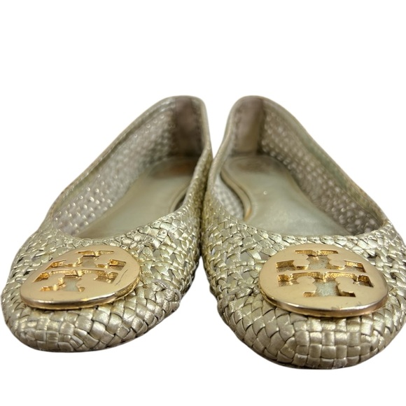 Tory Burch Pasadena Metallic Leather Woven Ballet Flats - Picture 8 of 11